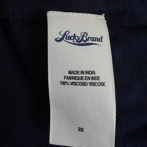 Lucky Brand Womens Peasant Tunic Top XL Blue White Boho Print Viscose 3/4 Sleeve - Picture 6 of 7